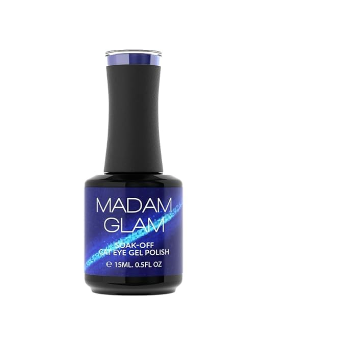 Madam Glam - Super Cat Eye Gel Polish 15ml 0.5 fl/oz - Nail Art Enhancement - Magnetic Effect - Long-Lasting, Vibrant, Vegan, Hema-Free (Blue)