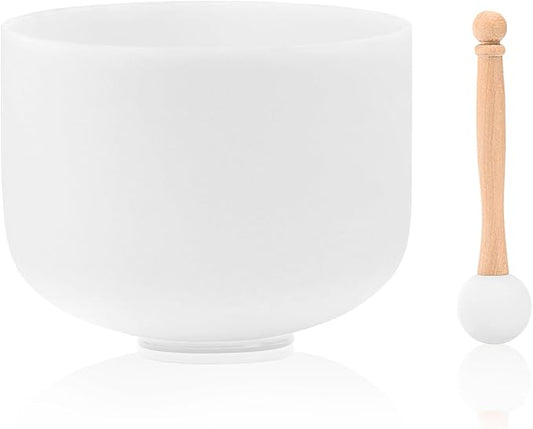 Singing Bowls 432hz C Note 8-Inch Crystal Singing Bowl With A Free Mallet And O-Ring For Sound Healing, Meditation, Yoga, and Sound Baths