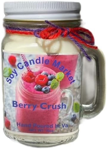 Soy Scented Candles | Handmade & Highly Aromatic Candles Burns Upto 85 Hours in Glass Jar - Perfect for Home Decor, Wedding, Birthday, Dinner (Berry Crush, 16 oz)