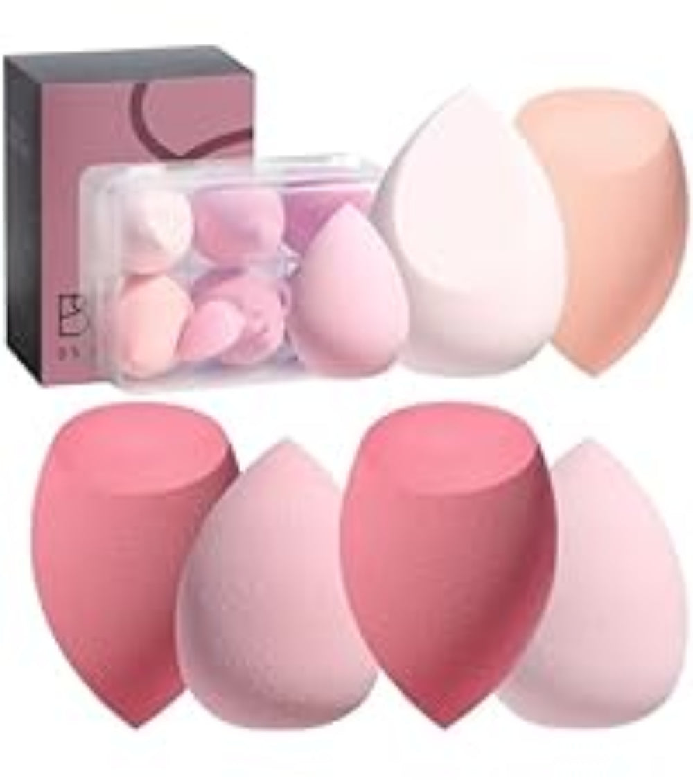 Makeup Sponge Set BS-MALL with Storage Case 7 Pcs for Liquid, Cream, and Powder,SAVE Foundation with 1 Mini Makeup Sponge For Travel Daily Use (A-Pink）