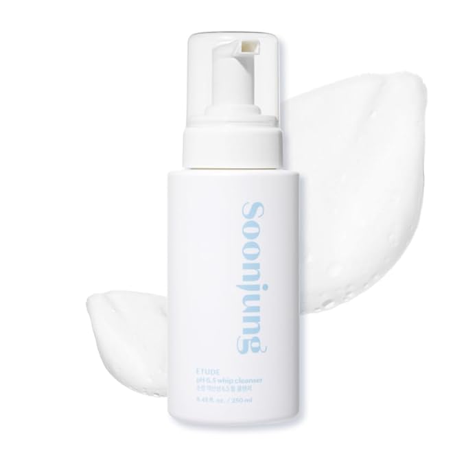 ETUDE Soonjung pH 6.5 Whip Cleanser, Face Wash for Sensitive Skin, Soft Bubble, Hypoallergenic Cleansing, Low pH Level, Fragrance-Free, Panthenol, Madecassoside, Korean Skin Care, Beauty (8.45 Fl Oz)