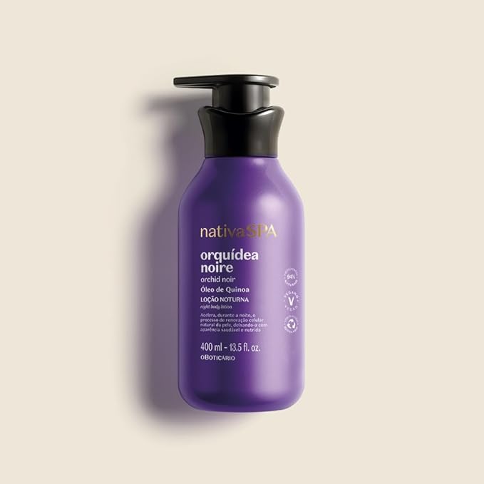 Nativa SPA by O Boticário, Orchid Noir Moisturizing Body Lotion, Fragranced Skin Hydration with Purified Quinoa Oil Drops, 13.5 Ounce (400ml)