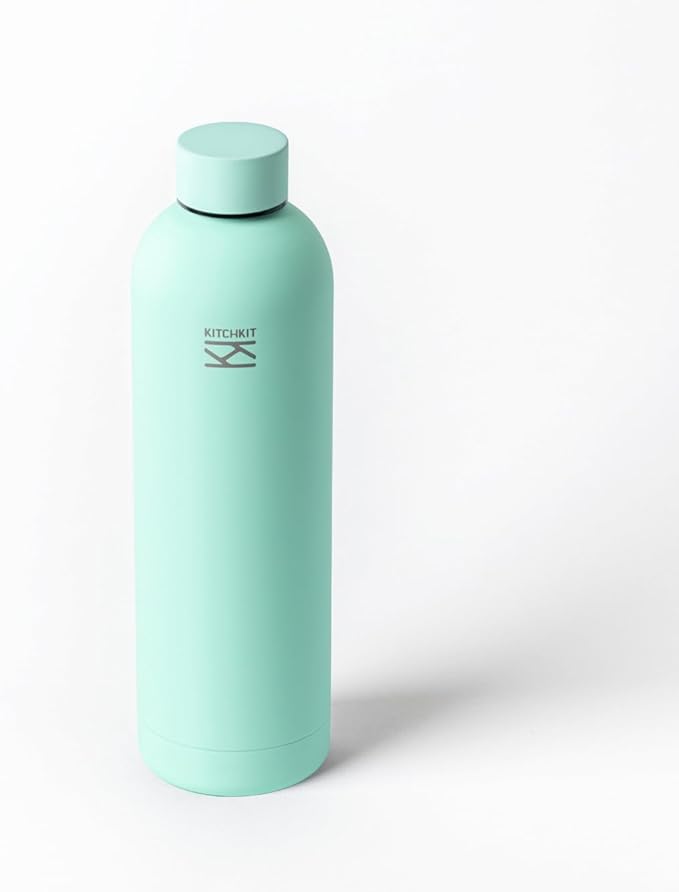 Insulated Stainless Steel Water Bottle 25oz/750ml Vacuum Flask, Leak-Proof Lid, Hot & Cold Retention, Minimalist White Design, Reusable Eco Bottle (Alpine Aqua)