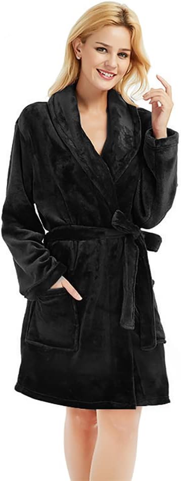 U2SKIIN Women Fleece Robe, Short Cozy Plush Robes for Womens Soft Shawl Collar Warm Spa Bathrobe