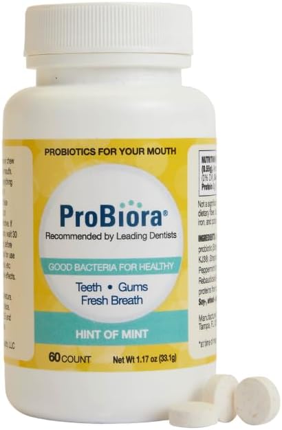 ProBiora Oral-Care Chewable Probiotic Tablets | Probiotic Supplement for Women & Men | Healthier Teeth & Gums | Fresher Breath | Whiter Teeth | 60 Count | Mint