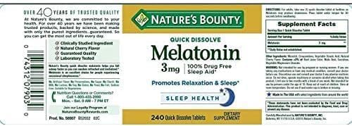 Nature's Bounty Melatonin 3 mg Tablets 240 Tablets (Pack of 4)