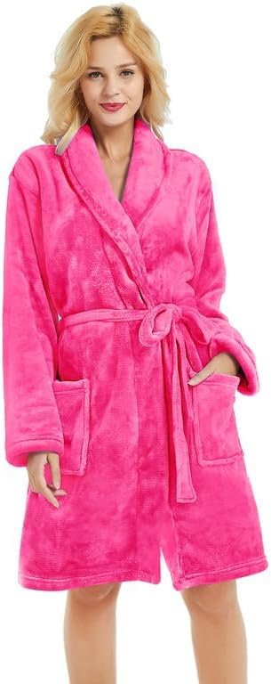 U2SKIIN Women Fleece Robe, Short Cozy Plush Robes for Womens Soft Shawl Collar Warm Spa Bathrobe
