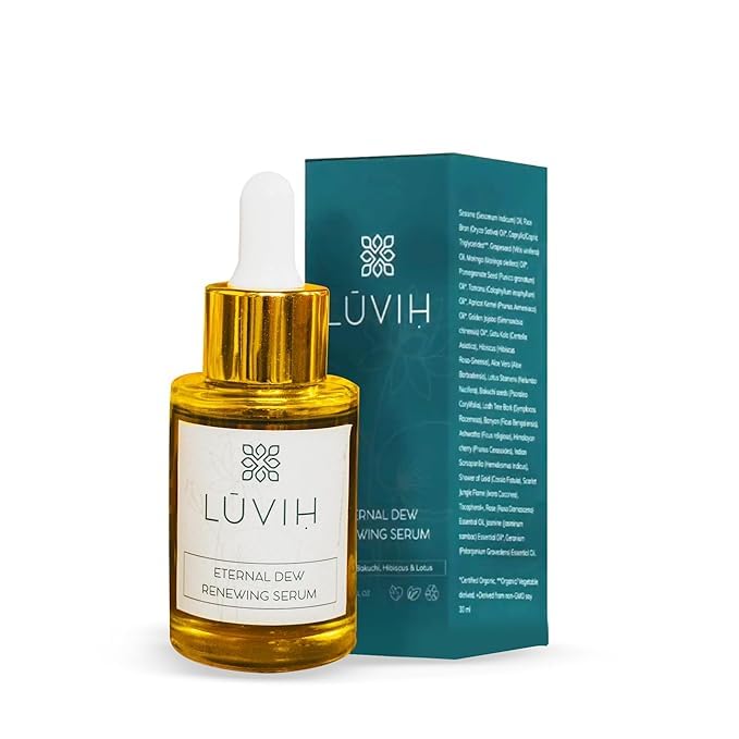 LUVIH Eternal Dew Face Serum with Bakuchiol, Vitamins A B C, Gotu Kola, Hibiscus & Lotus – Anti-Aging Hydrating Serum for Wrinkles, Fine Lines & Mature Skin – 30 mL