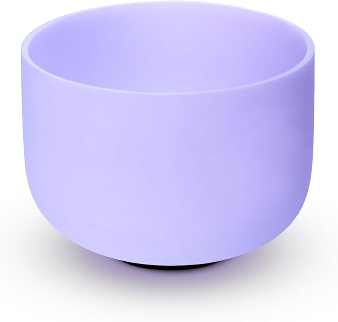 Hye-eun 432hz Purple Crystal Singing Bowls Set of 7Pcs Quartz Frosted Sound Chakra Bowls with Carrying Case for Yoga Meditation Healing Percussion Instruments