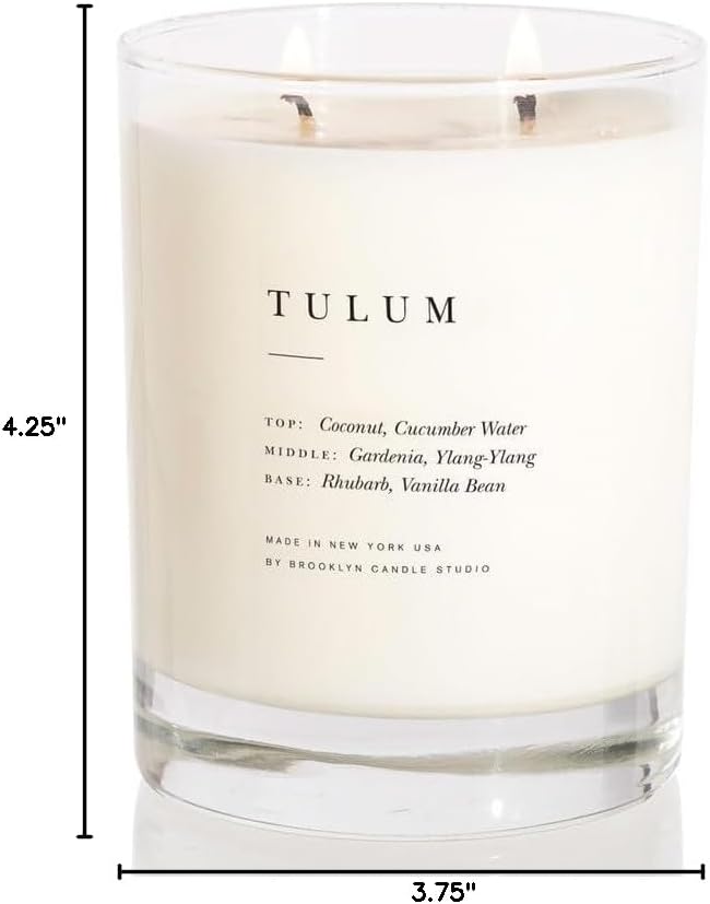 Brooklyn Candle Studio Tulum Classic 2 Wick Candle - Luxury Scented Candle, Vegan Soy Wax, Hand Poured in The USA, 70 Hour Slow Burn Time - 13oz