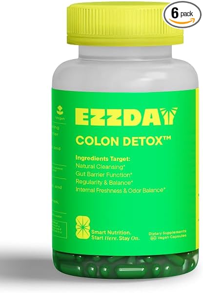 Colon Detox Cleanse – Herbal Colon Cleanse & Constipation Relief Supplement with RenewElixir™ 10-in-1 Herbs, Probiotic & Prebiotic， Supports Gut Health, Regularity & Weight, 6 Bottles