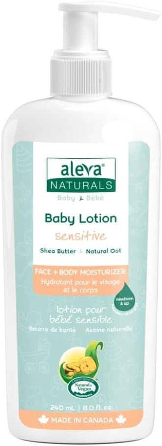 Aleva Naturals Daily Soothing Moisturizer | For Sensitive Dry Skin | Face and Body Lotion | Made with Natural and Organic Ingredients | for Babies and Toddlers - 8 fl. oz / 240ml