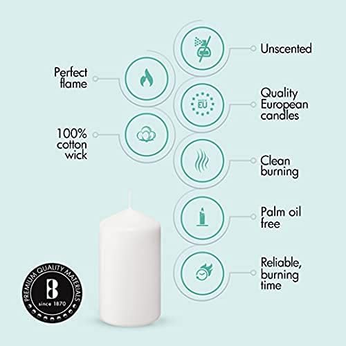 BOLSIUS 12 White Pillar Candles Bulk - 3x6 Inches Candle Set - 70+ Hours Clean Burning - No Palm Oil - 0% Animal Fat - Premium European Quality - Unscented Dripless Party Pillars
