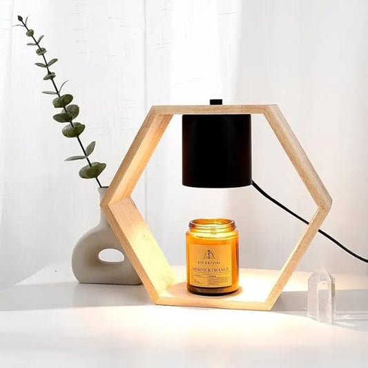 VIVU Candle Warmer Lamp with Timer & Dimmable Light – Wood Base & Iron Frame – Flameless Jar Wax Melter for Home, Office, Bedroom – VIVU Store