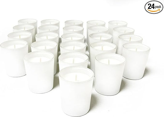 Simply Soson Scented Votive Candles, Bulk Set of 24 White Sage Small Candles Bulk, Votive Candles Scented in Glass, 10 Hours Burn, for Wedding, Birthday, Holiday Christmas & Home Decoration