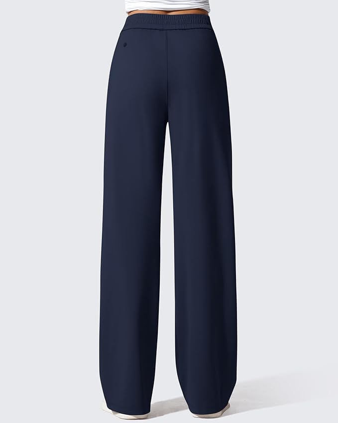 G4Free ShiftReady Women's Yoga Dress Pants with Pockets Wide Leg Business Casual Slacks High Waist Lounge Trousers
