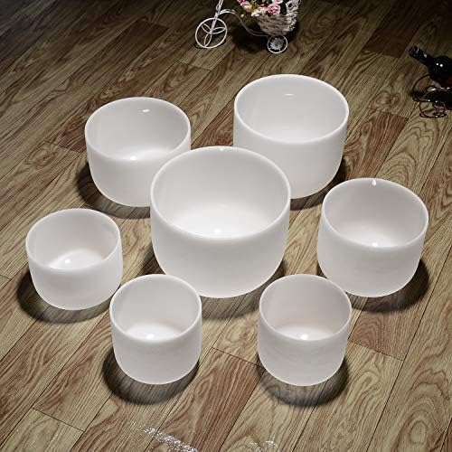 TOPFUND 6-10" 432Hz Chakra Set of 7 Crystal Singing Bowls with Heavy Duty Carrying Cases and Mallets
