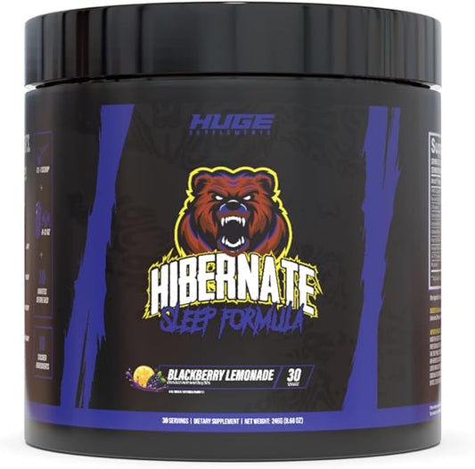 Hibernate Sleep Supplement, Complete & Optimally Dosed Sleep Recovery Formula, Relax & Unwind, Includes GABA, Valerian Root, Melatonin, 5-HTP & More (30 Servings) (BlackBerry Lemonade)
