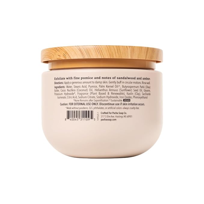 Pacha Soap Co. Whipped Cleansing Scrub, Amber & Santal - Premium, Handcrafted, Exfoliating Soap Scrub with Pumice for Face & Body, Soothing Essential Oils, Clean Ingredients 2-Pack (15 oz Each)