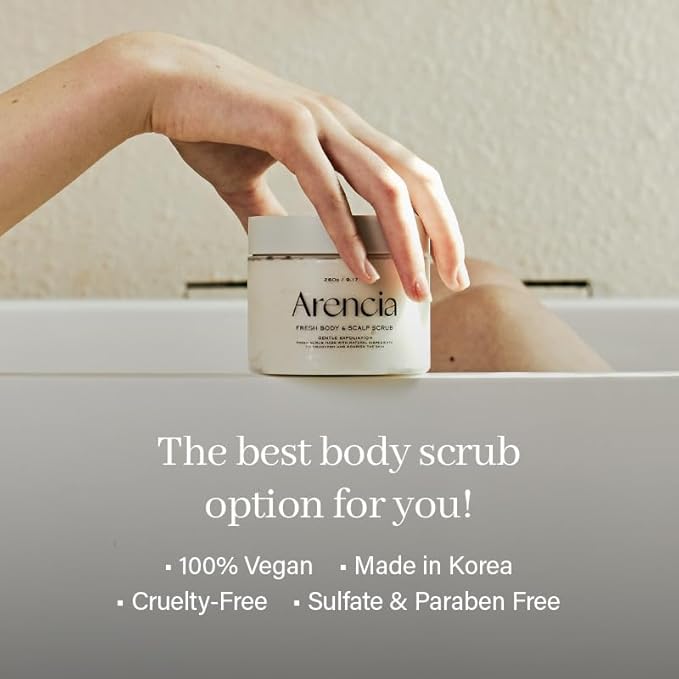 Arencia Fresh Cloud Sea Salt Body & Scalp Scrub (Black) - Gentle Exfoliation for Softer, Refreshed Skin and Scalp, Korean Skin Care