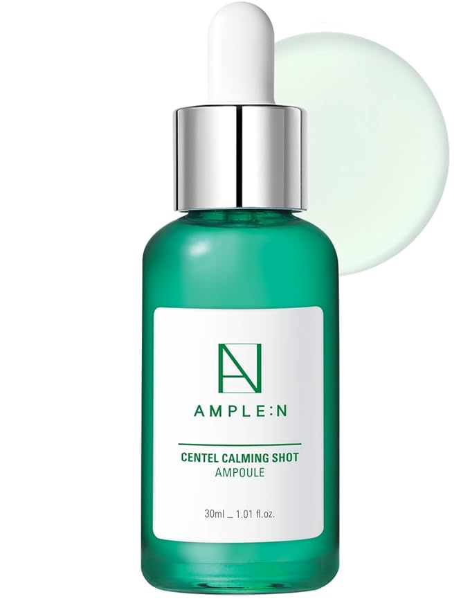 AMPLE:N Centel Calming Shot Ampoule - Korean Soothing Face Serum with Centella Asiatica to Calm Irritated & Sensitive Skin - Redness Relief, Acne Spot Treatment & Moisturizing, 1.01 fl.oz.