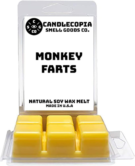Monkey Farts Strongly Scented Hand Poured Vegan Wax Melts, 12 Scented Wax Cubes, 6.4 Ounces in 2 x 6-Packs