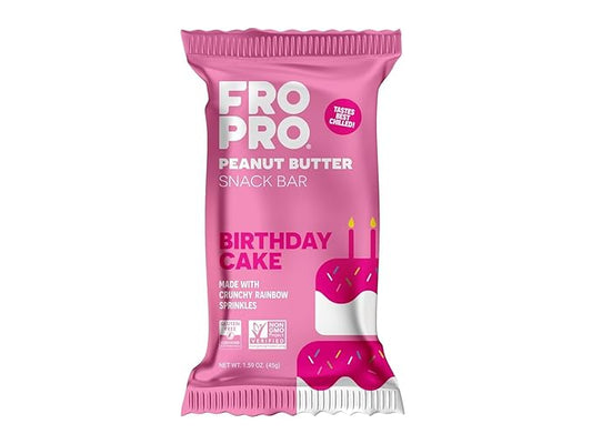 FROPRO Plant Protein Snack Bars - Plant Based Protein Bars, All-Natural, Gluten, Dairy, & Soy Free, High Protein Bars with Low Calories | Birthday Cake, 6 Pack