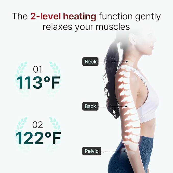 Klug Stretching Massager Ultra, Effortless auto-Stretching Mat, Ease Back & Neck Pain with 3 Intensity Levels 7 Exceptional Programs, 2 Levels of Heat Function, Foldable & Portable Design, Gray