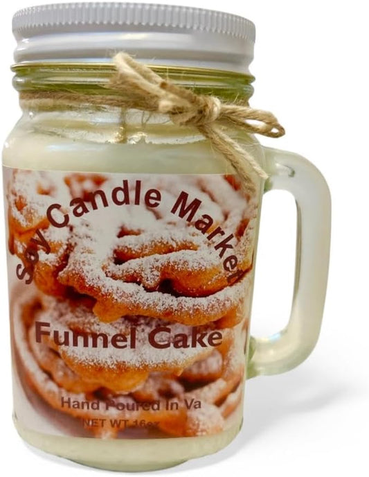Soy Scented Candles | Handmade & Highly Aromatic Candles Burns Upto 85 Hours in Glass Jar - Perfect for Home Decor, Wedding, Birthday, Dinner (Funnel Cake, 16 oz)