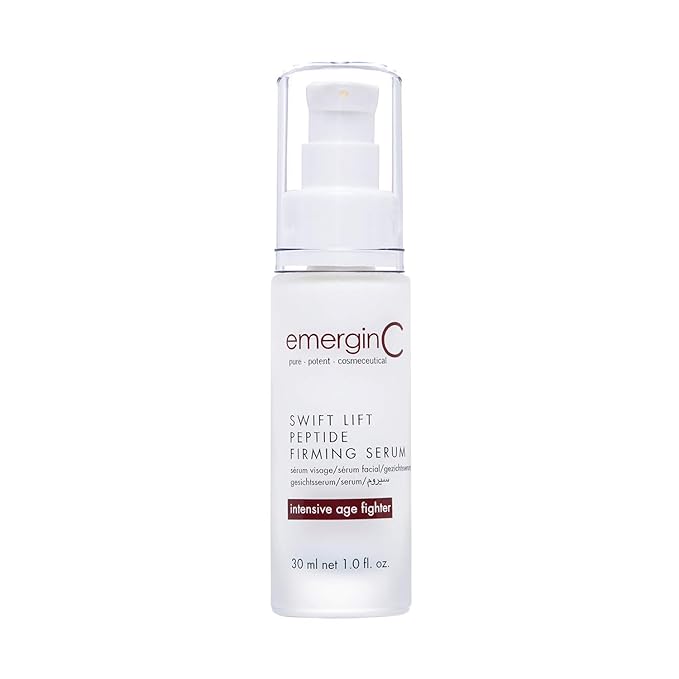emerginC Swift Lift Peptide Firming Serum - Intensive Age Fighting Serum with Hyaluronic Acid + Plant Extracts - Addresses Visibles Signs of Aging + Wrinkles (1 Ounce, 30 ml)