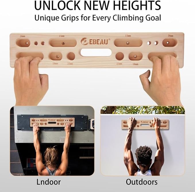 ebeau Climbing Hangboard Portable Hangboard Rock Climbing Holds for Climbing and Grip Training, Door-Mounted Workouts, and Pull-Up Bars for Rock Climbers for Climbers