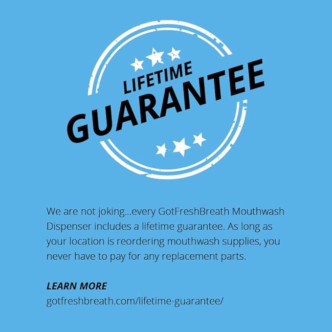GotFreshBreath Manual Mouthwash Dispenser with Cup Holder – Standing or Wall-Mounted, Slim, Commercial Mouthwash Dispenser with 100 Cups & 50 Oz. Alcohol-Free Mouthwash (Nickel)…
