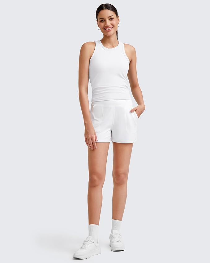 G4Free Workout Tank Tops for Women Slim Fitted Racerback Ribbed Athletic Gym Yoga Tanks Summer Casual