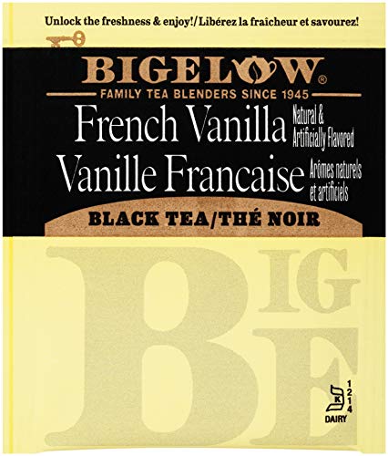 Bigelow French Vanilla Tea 28-Count Boxes (Pack of 6) Premium Black Tea Flavored with Vanilla Antioxidant-Rich Gluten-Free Full-Caffeine Tea in Foil-Wrapped Bags