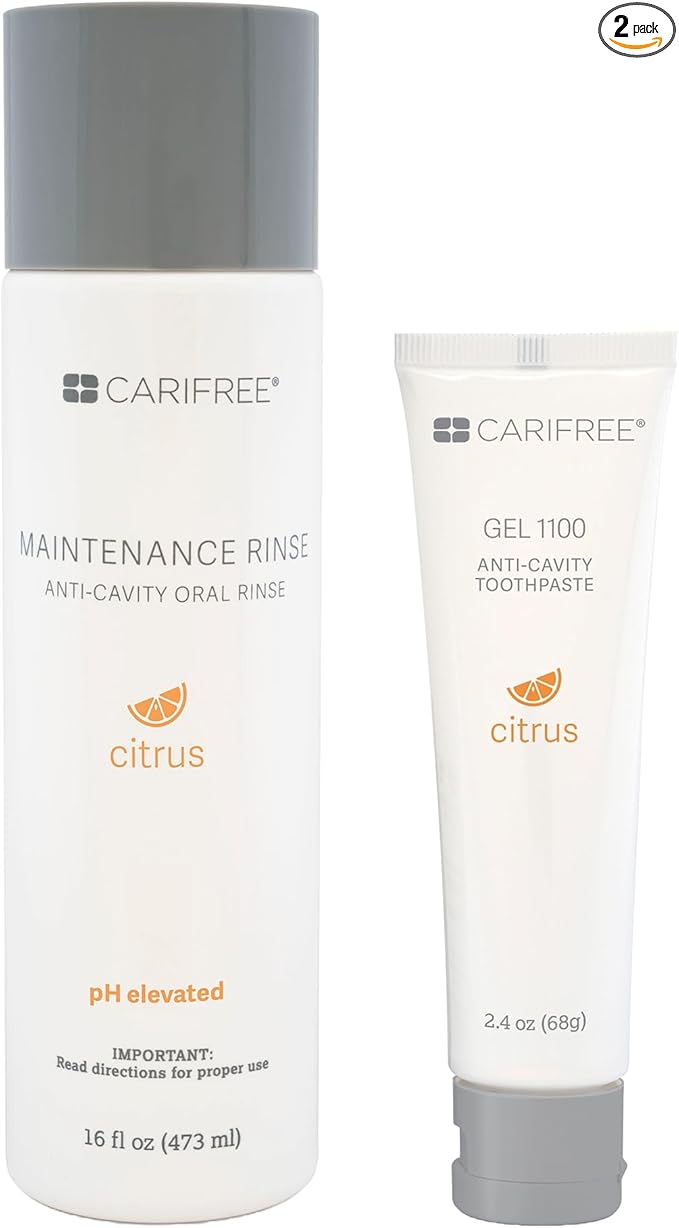 CariFree Maintenance & Prevention Kit, Citrus Flavored | Anti-Cavity Fluoride Toothpaste & Mouthwash Freshens Breath and Moistens Mouth | Dentist Recommended for Oral Care (2 Piece Set)