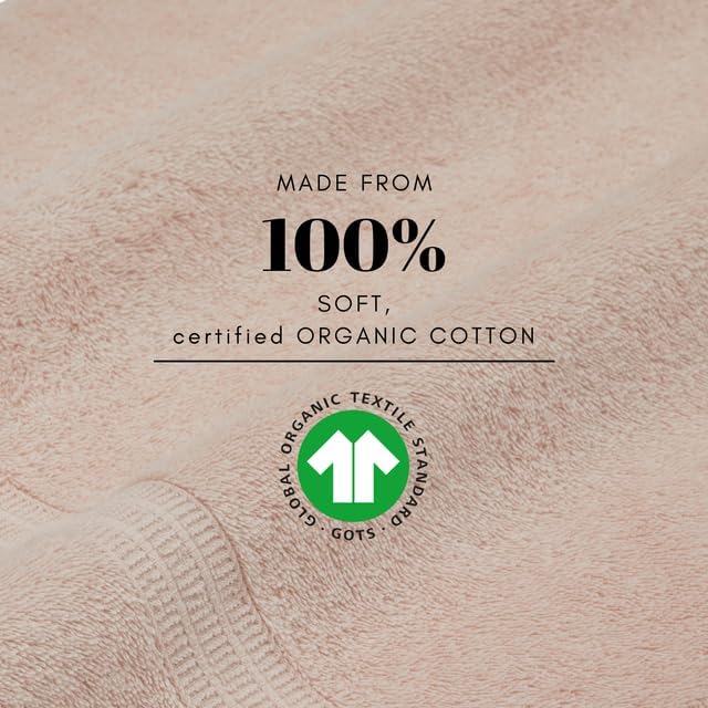 HOMELOVER 8 Pack Washcloths - 100% Organic Cotton, 500 GSM, Hotel & Spa Quality, Soft, Quick Dry, Highly Absorbent Towels for Face & Hand Wash, Shower, Gym & Bathroom Essentials (Seashell Pink)