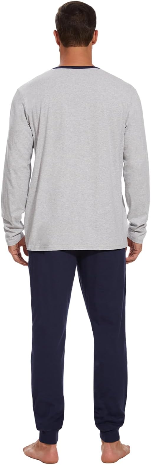 Men's Pajama Set with Henley Neckline 100% Cotton Soft and Comfortable Nightwear 2-Piece Lounge Set