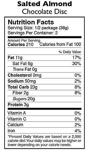 Taza Chocolate Organic Mexicano Disc 40% Dark Chocolate, Salted Almond, 2.7 Ounce (12 Count), Vegan