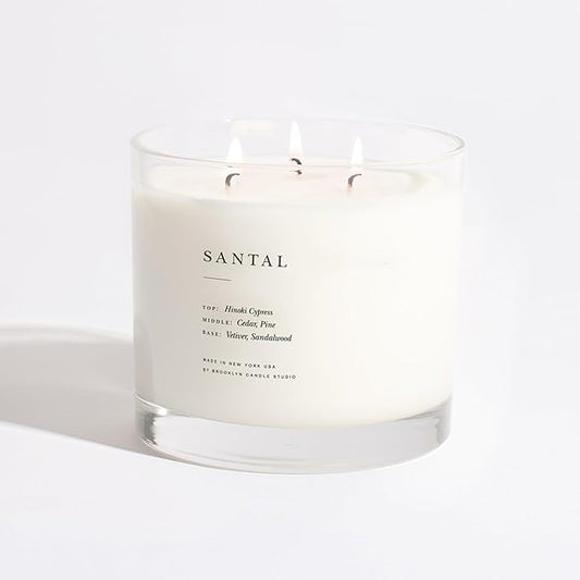 Brooklyn Candle Studio Santal XL 3 Wick Candle - Luxury Scented Candle, Vegan Soy Wax, Hand Poured in The USA, 100 Hour Slow Burn Time - 27oz