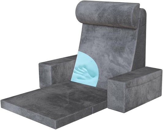 Reading Pillow,Backreast-Pillow with seat-Cushion,for Bed/Floor Sitting Up Adult,Back Height Adjustable with Memory Foam,Large Backrest with Arms,Great for Reading/Games/Watching TV, 24"