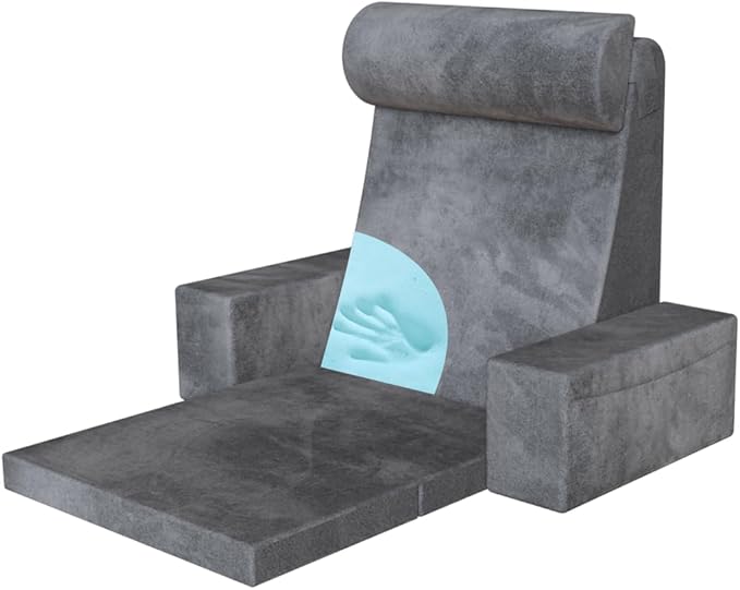 Widen Reading Pillow ,Back-reast Pillow with seat cushion,for Bed/Floor Sitting-Up Adult,Back Height Adjustable with Memory Foam,Large Backrest with Arms,Great for Reading/Games/Watching TV, 24"