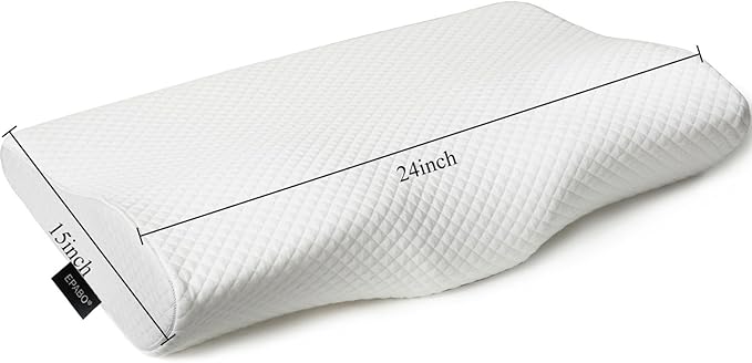 Contour Memory Foam Pillow Orthopedic Sleeping Pillows, Ergonomic Cervical Pillow for Neck Pain - for Side Sleepers, Back and Stomach Sleepers, Free Pillowcase Included (Firm & Queen)