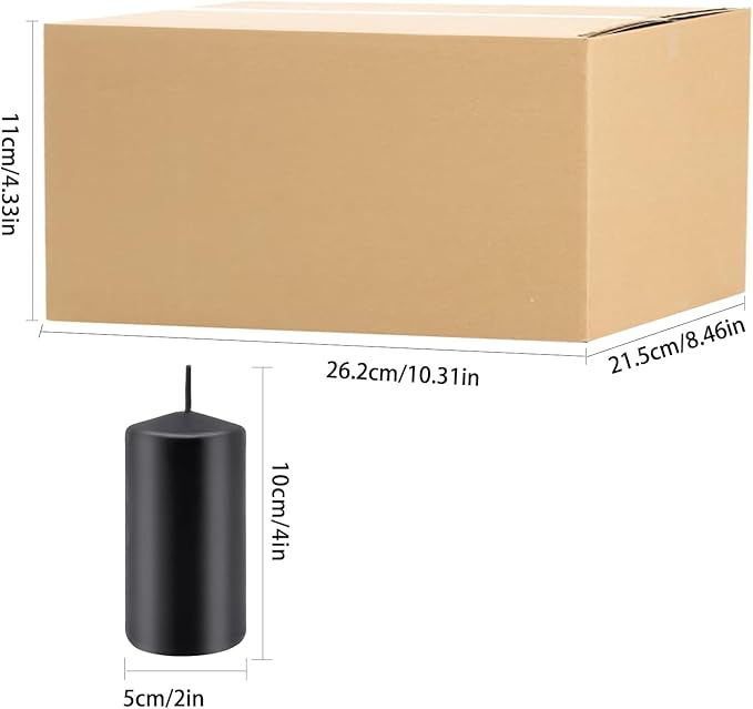 2"x4" High Black Pillar Candles, Set of 20 Unscented. Bulk Buy. Ideal for Halloween, Wedding, Emergency Lanterns, Household, Wedding and Home Décor Candlesticks