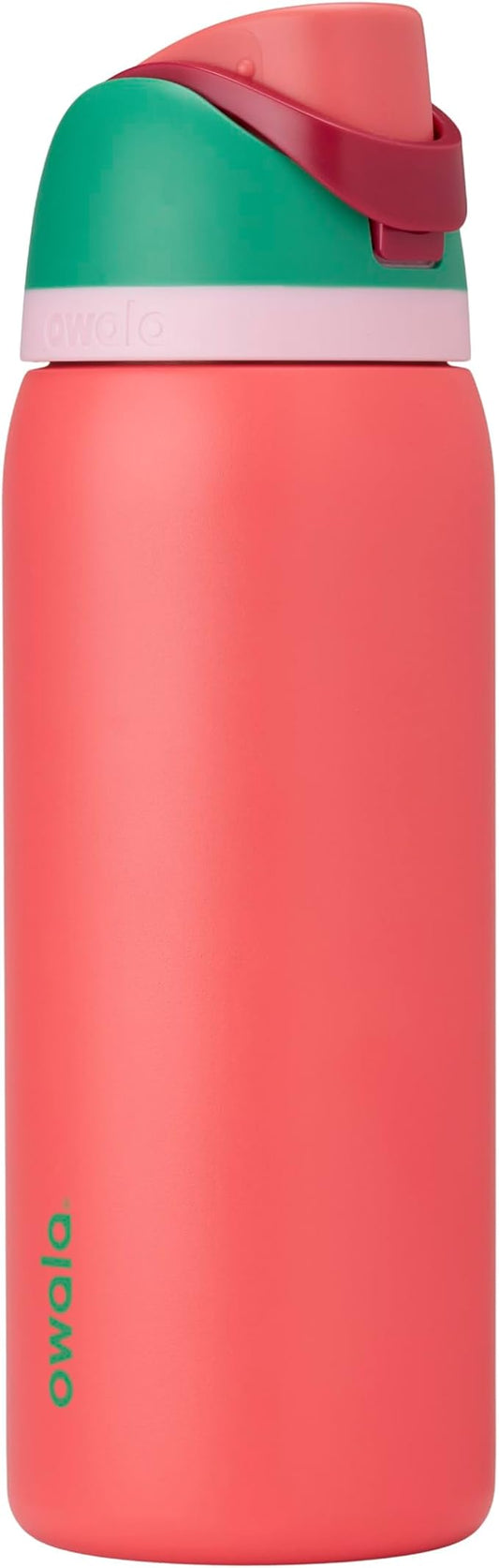 Owala FreeSip Insulated Stainless Steel Water Bottle with Straw for Sports, Travel, and School BPA-Free Sports Water Bottle, 32 oz, Strawberry Field