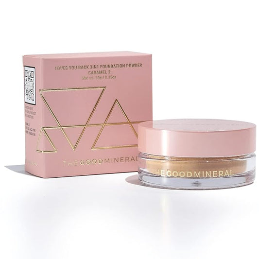 Loves-You-Back 3in1 Mineral Powder Foundation (CARAMEL 2) | Designed for acne-prone, sensitive skin | 3IN1 - Concealer, Foundation + Powder | No skin agitation with calming Zinc Oxide