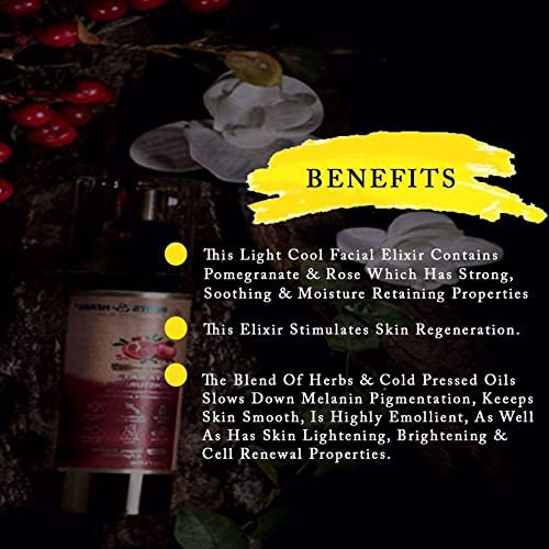ROOTS AND HERBS Ayurvedic Face Moisturizer for Men and Women, Natural Vegan No Paraben Pomegranate Skin Food Moisturiser Cream with Vitamin C for Dry and Normal Skin 1.01oz