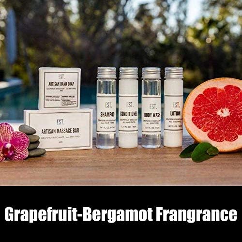 World Amenities EST. Soothing Hand & Body Lotion with Grapefruit-Bergamot fragrance, Biodegradable/Recyclable Bottle with Screw Top, 1.41oz / 40ml, Pack of 48