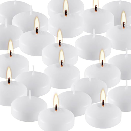 24 Pack Floating Candles, Smoke-Free and odorless, Burning continuously for 5-6 Hours, White, 2-inch Floating Candles, Suitable for Valentine's Day, Weddings, Holidays, Home Decoration……