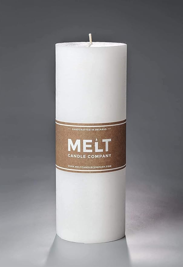 Set of 2 Pillar Candles 3" x 8" Unscented Handpoured Weddings, Home Decoration, Restaurants, Spa, Church Smokeless Cotton Wick - White