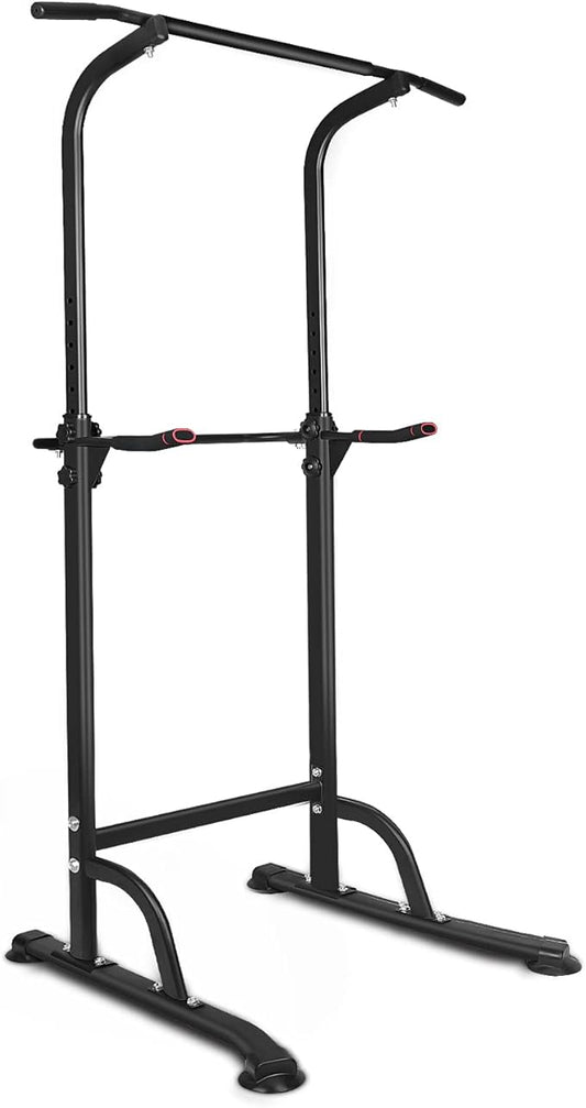 Power Tower Workout Dip Station Pull Up Bar, Height Adjustable Multi-Function Dip Stand for Home Gym Strength Training Fitness Equipment